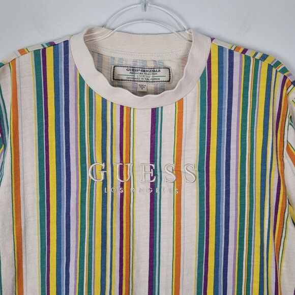 Guess Originals Riviera Striped T-Shirt Short Sleeve Retro Multicolor Size S - Picture 2 of 13